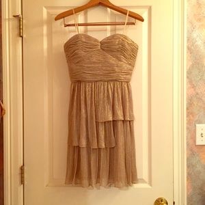 NEW Max & Cleo Gold/Silver Strapless Dress
